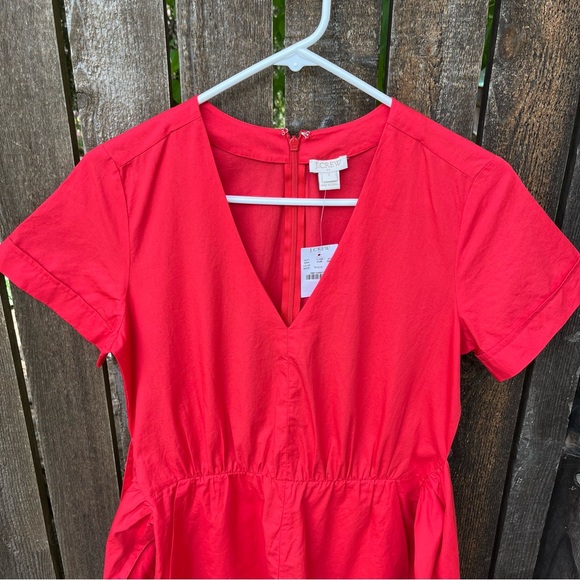 J. Crew Tie Front Cotton Romper In Red Poplin NWT Sz 2 - Picture 4 of 16